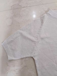 Silver Knit Short Sleeve Top