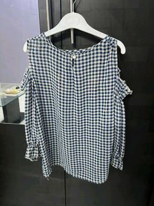 Gingham Embroidered Top