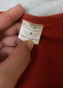 SSS Orange Button Up Crop top