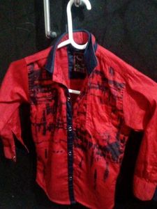 Boys Red Printed Shirt
