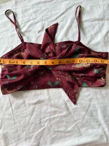 Patterned Tie Front Crop Top