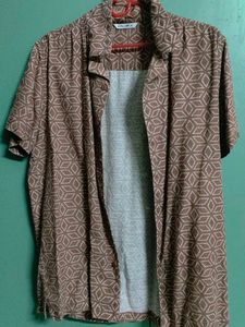 Brown Geometric Print Shirt