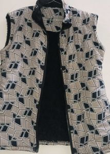 Patterned Fleece-Lined Vest