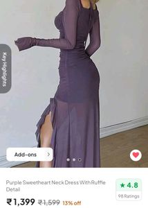 Purple Ruffle Detail Dress