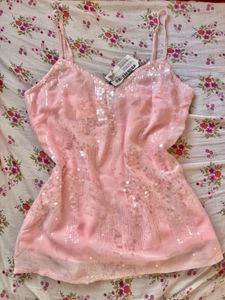 Sparkly Pink sequin Cami Top y2k