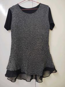 Glitter Tweed Peplum Top