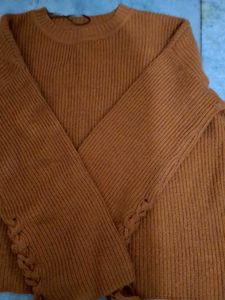 Ribbed Knit Sweater with Tie Detail