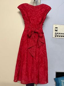 Pintrest Red Patterned Midi Dress