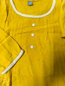 Mustard Tunic With Beautiful White Embroidery