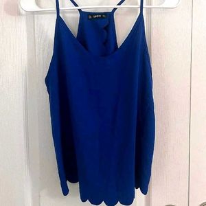 Shein Blue Scalloped Cami Tank Top