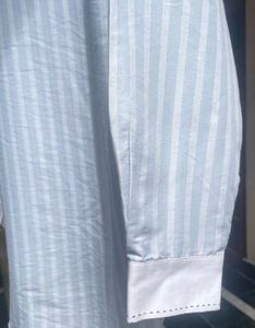 Korean Light Blue And White Striped Shirt