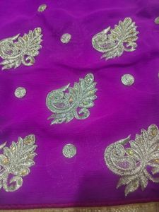 Elegant Purple Embroidered Saree