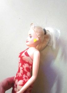 Barbie Doll in Red Floral Dress
