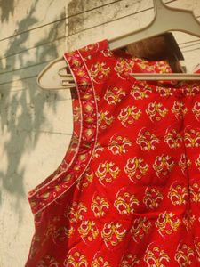 Red Floral Sleeveless Top