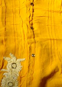 Yellow Embroidered Kurti Top