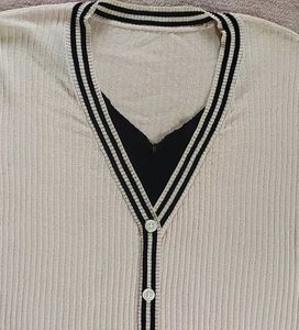 Striped Trim Knit Top