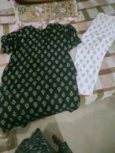 Black And White Kurta Pant Set