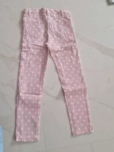 4 -6 Yrs Girls Pink Polka Dot Denim