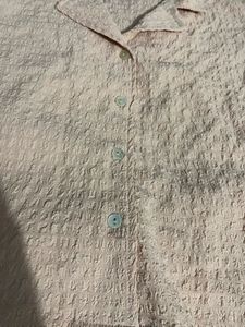 Peach Textured Puff Sleeve Top