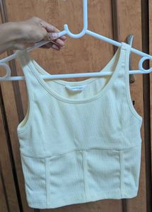 Ribbed Cream Sleeveless Crop Top