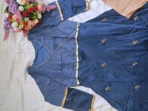 Elegant Blue Embroidered Anarkali Suit