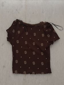 Brown Paisley Print Crop Top