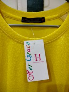 Yellow Top With Sequins On Shoulders