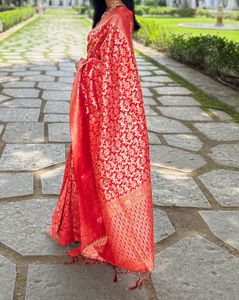 House of Pataudi Red Banarasi Silk Saree