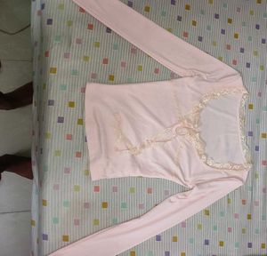 Light Pink Lace Inserts Fitted Top