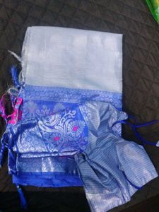 White &amp; Blue Saree