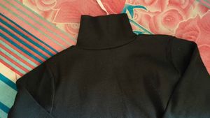 Elegant Black turtle neck woolen top
