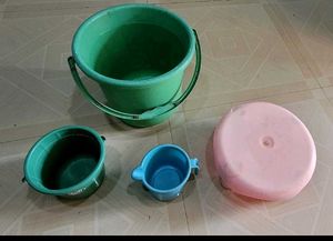 bucket 🪣 &amp; mug &amp; bath stand set