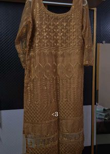 Elegant Golden Embroidered Salwar Kameez