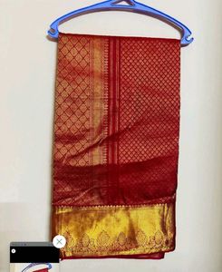 Fixed-Red Color Kanchi Pattu Silk Saree(no Blouse)