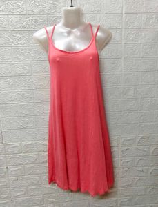 Peach Designer Back Cotton Comfy Dress