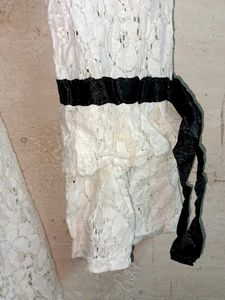 Trendy Ladies Lace Top Layered Light Cream Flared