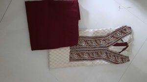 Beige And Maroon Dress