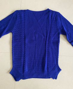 Blue Textured Knit Sweater