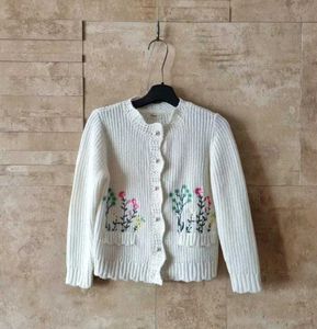 Floral Embroidered Knit Cardigan