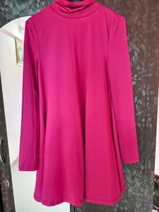 SHEIN TURTLE NECK MAGENTA MINI DRESS