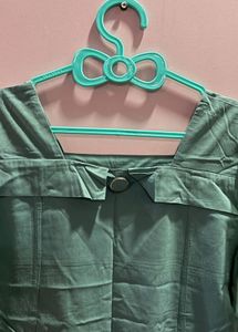 Green Dress with Floral Sleeves