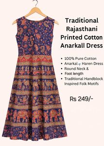 Rajasthani Print Cotton Anarkali Dress