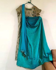 Golden and Green lehenga kurta
