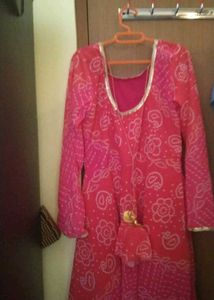 Pink Bandhani Kurta