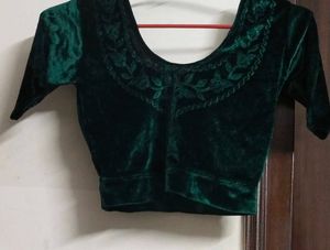 Green Velvet Blouse