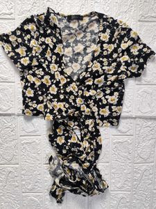 Shein Floral Wrap Crop Top