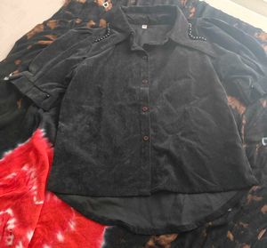Black Studded Velvet Top