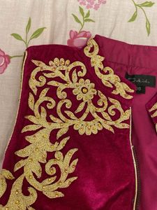 Embroidered Velvet Jacket with gagra