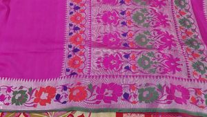 Pink Floral Banarasi Saree