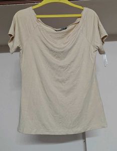 Shein Beige Short Sleeve Top